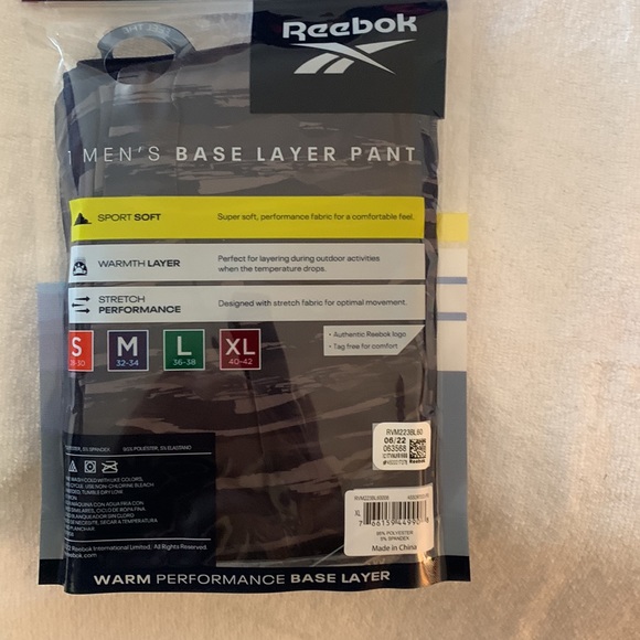 NEW  in package- Reebok Performance Men’s Base Layer Pant - Picture 2 of 9